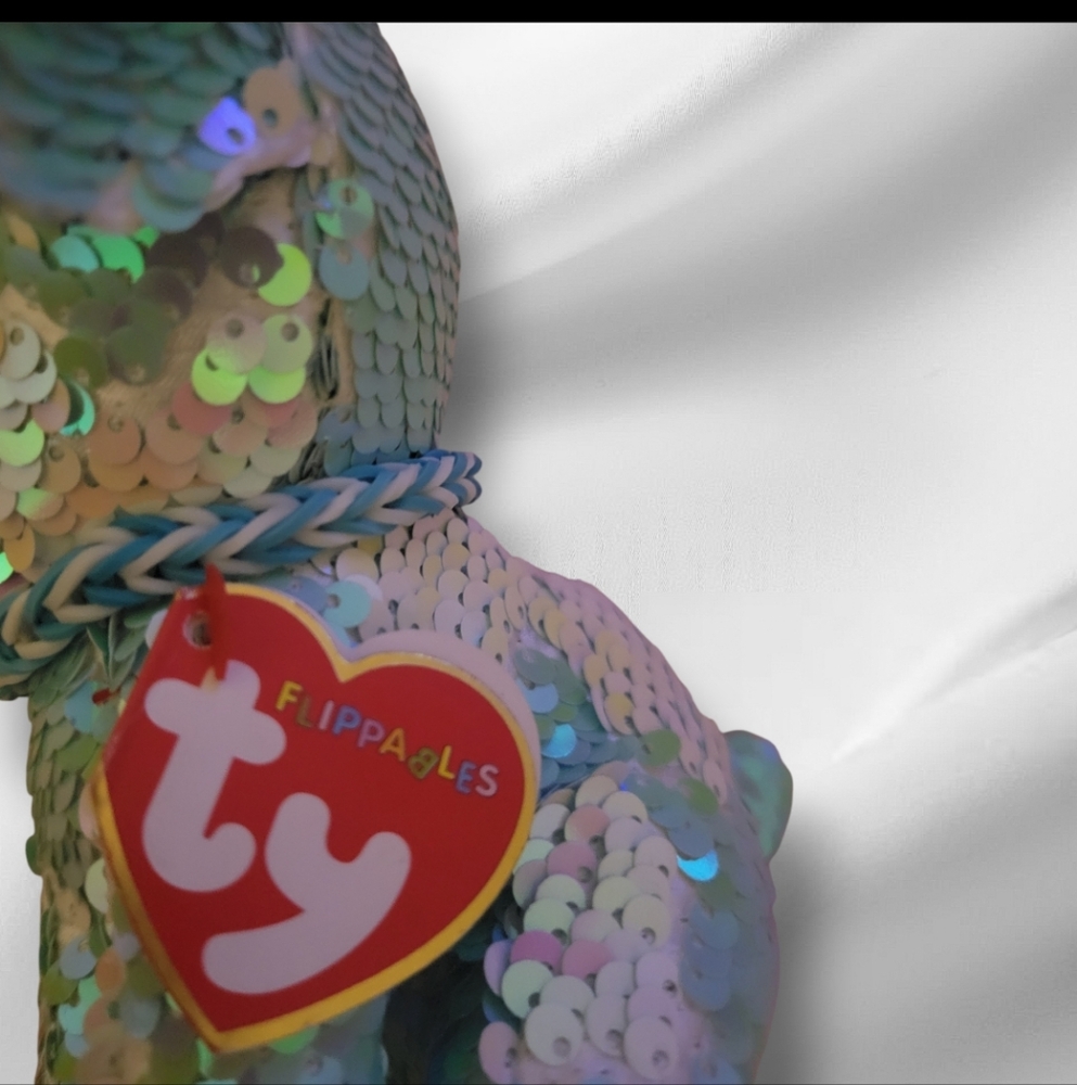 Ty Beanie Boo Flippable Stuart The Elephant With Reversible Sequins Bling 7" - Picture 9 of 11